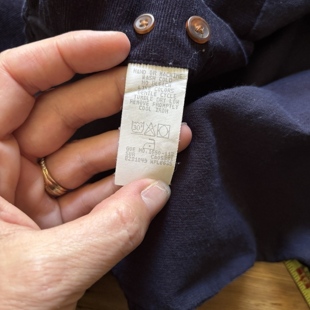 VTG Woolrich Corduroy Navy Blue Button Up Shirt Shacket Men's Large 100% Cotton - Picture 9 of 10